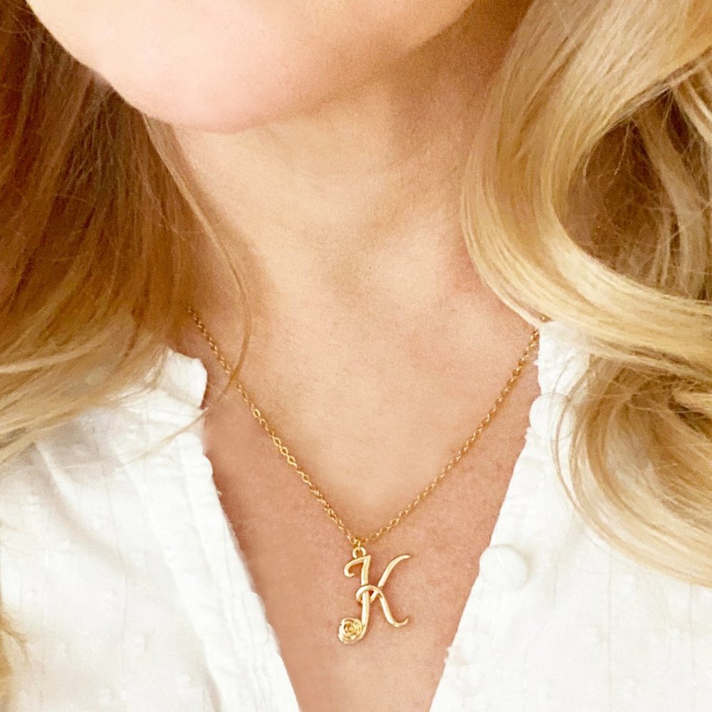 Letter Flower Necklace - Letter K